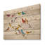 Oiseau multicolore sur arbre - impression de campagne moderne sur bois de pin naturel-37111281