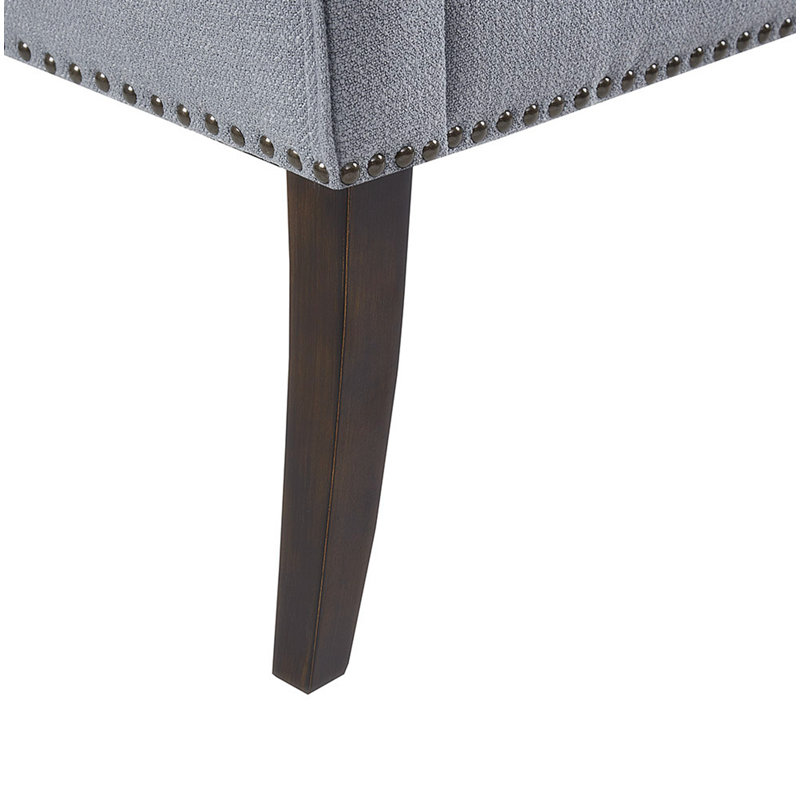 Slate Blue Upholstered Bench with Espresso Wood Legs