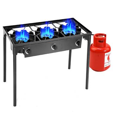 VEVOR Triple Burner Outdoor Camping Stove, 90,000-BTU Camping Modular  Cooking Stove, Heavy Duty Carbon Steel Gas Cooker with Detachable Legs  Stand 