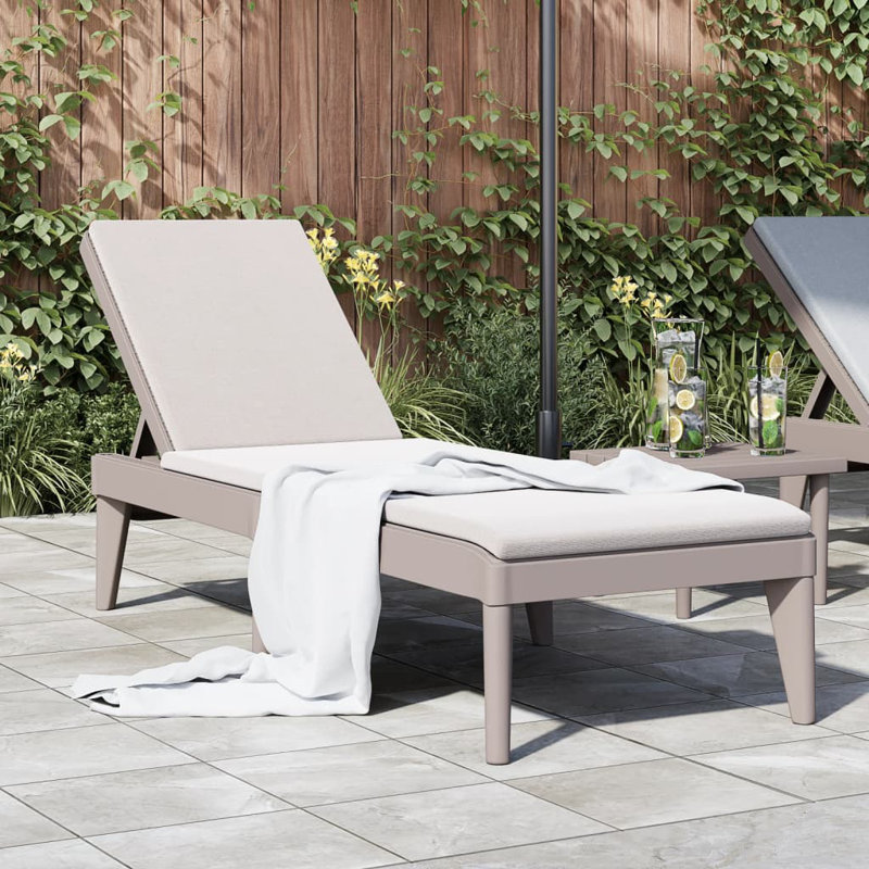 Myrtille 186cm Long Reclining Single Sun Lounger, Cappucino Frame/No Cushion