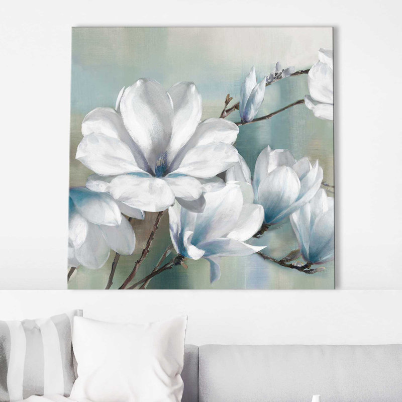 «Spring Magnolias» par Rogier Daniels - Peinture, Toile tendue, H 18 po x l 18 po x P 1 po