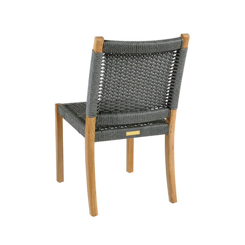 Hudson Teak Patio Dining Side Chair, Hudson Charcoal Lace