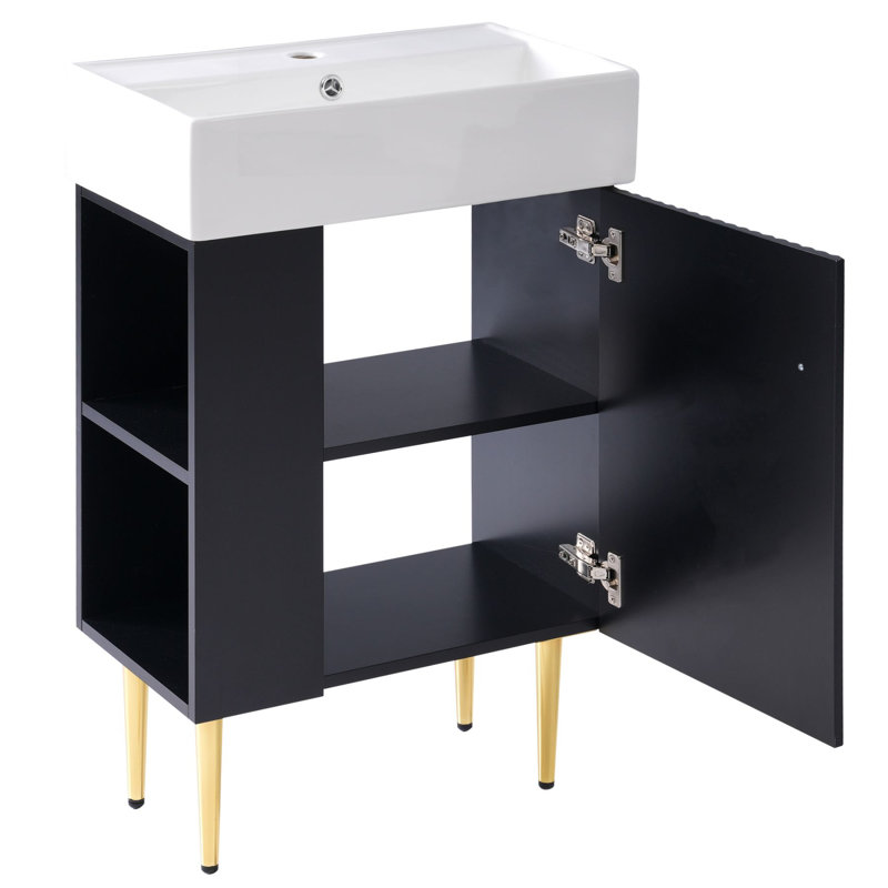 21.6"  Bathroom vanity, Black