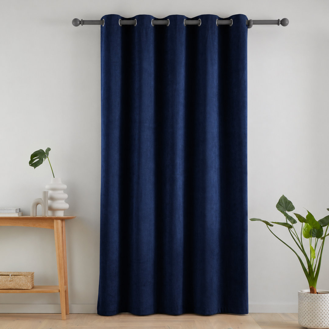 Catherine Lansfield Navy Super Thermal Blackout Matt Velour Door Panel Curtain - Image 9