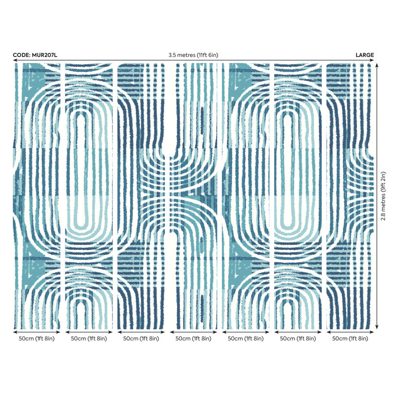 Matte Non-Pasted Wall Mural, 280cm L x 350cm W, Blue