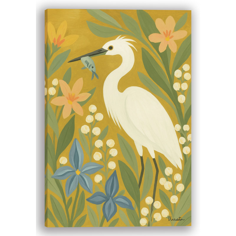 Art floral doré sur toile Golden Heron