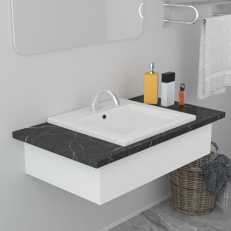 Belfry Bathroom Alcanza 420mm L x 390mm W Ceramic Rectangular Sink with Overflow