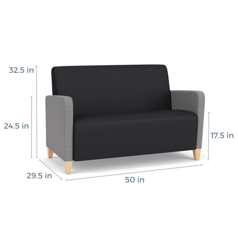 Causeuse de réception Ravenna, Gris Chambray / noir Patriot Plus, Bois naturel