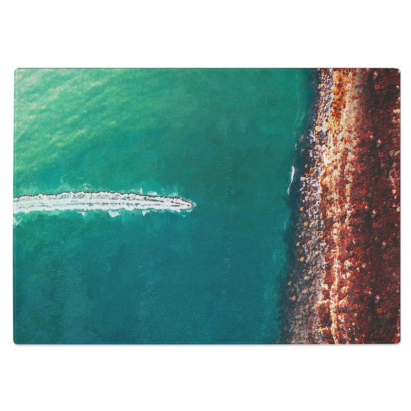 Tempered Glass Boat Chopping Board, 39 cm W x 28.5 cm L