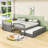 Effrem Kids Twin Over Twin Bunk Bed with Trundle with Drawers-1812447215