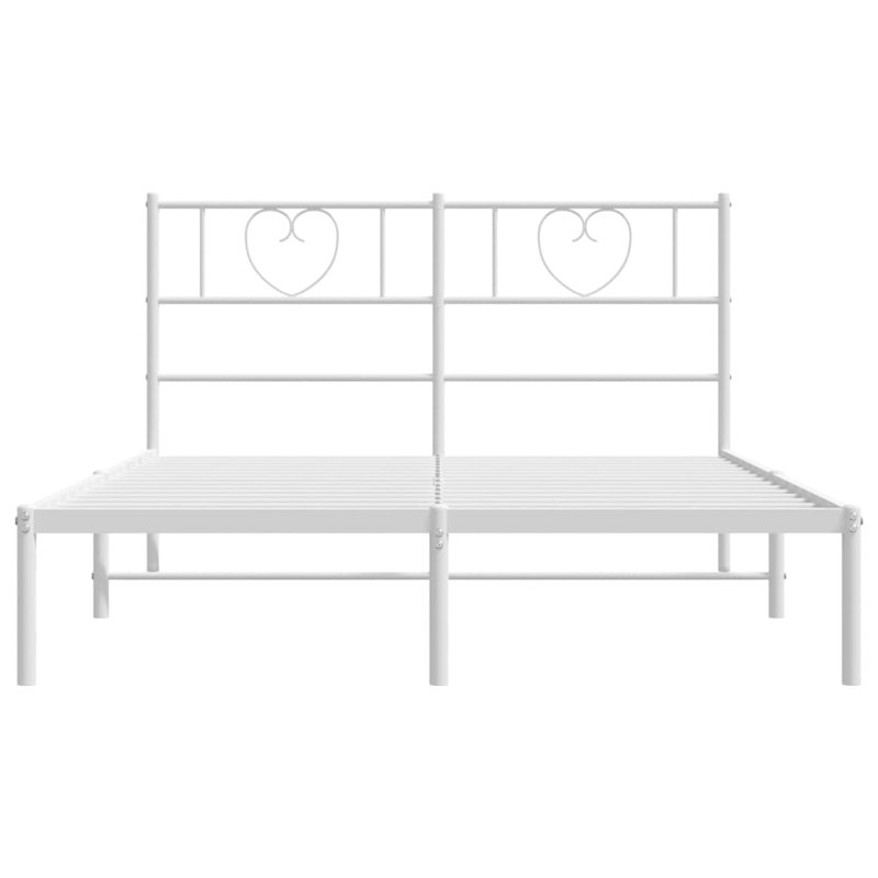 Metal Bed Frame Without Mattress With Headboard, 166cm x 207cm, White