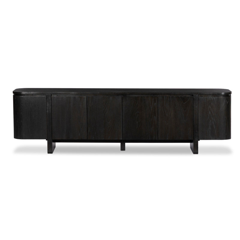 Elle Media Console-Tawny Oak Veneer, Worn Black Oak