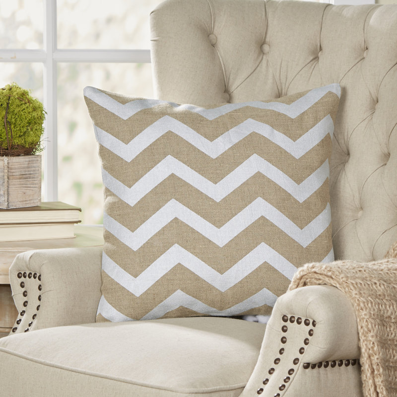 Stamped Chevron Throw Pillow, Metallic/Brown, 22" H x 22" W x 0.25" D, No Fill
