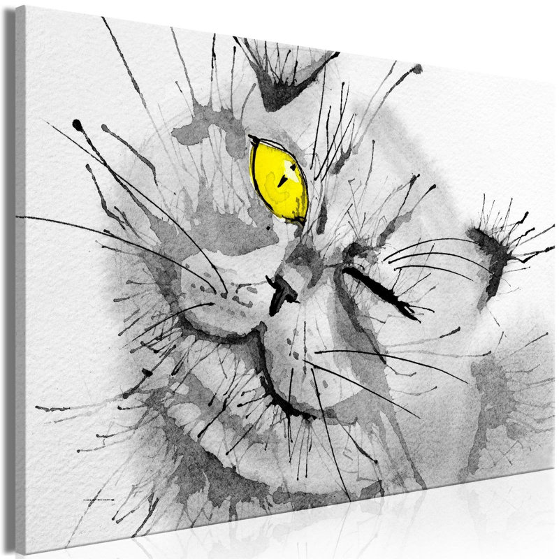 Tifor «Happy Look» sur toile, H 32 po x l 47 po x P 0,7 po, Gris / Jaune