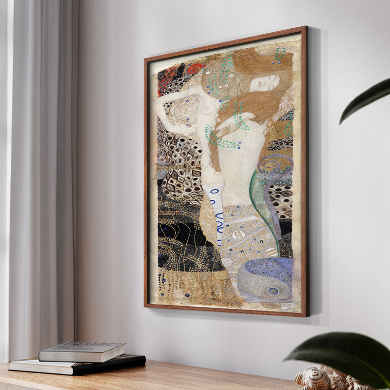 Gustav Klimt - impression encadrée, H 10 po x l 8 po, Noyer