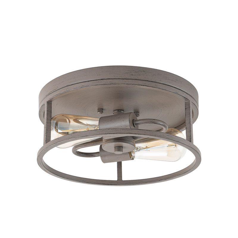 2-light Vintage Brushed Metal Flush Mount