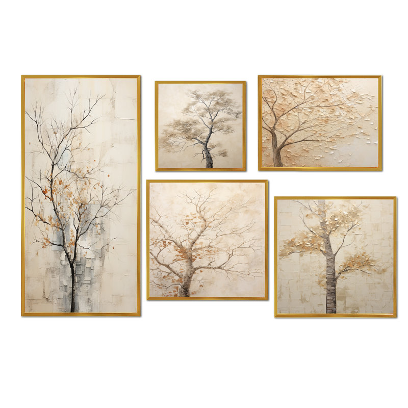 Minimalisme, érable beige, Melody IV, Cadre flottant doré