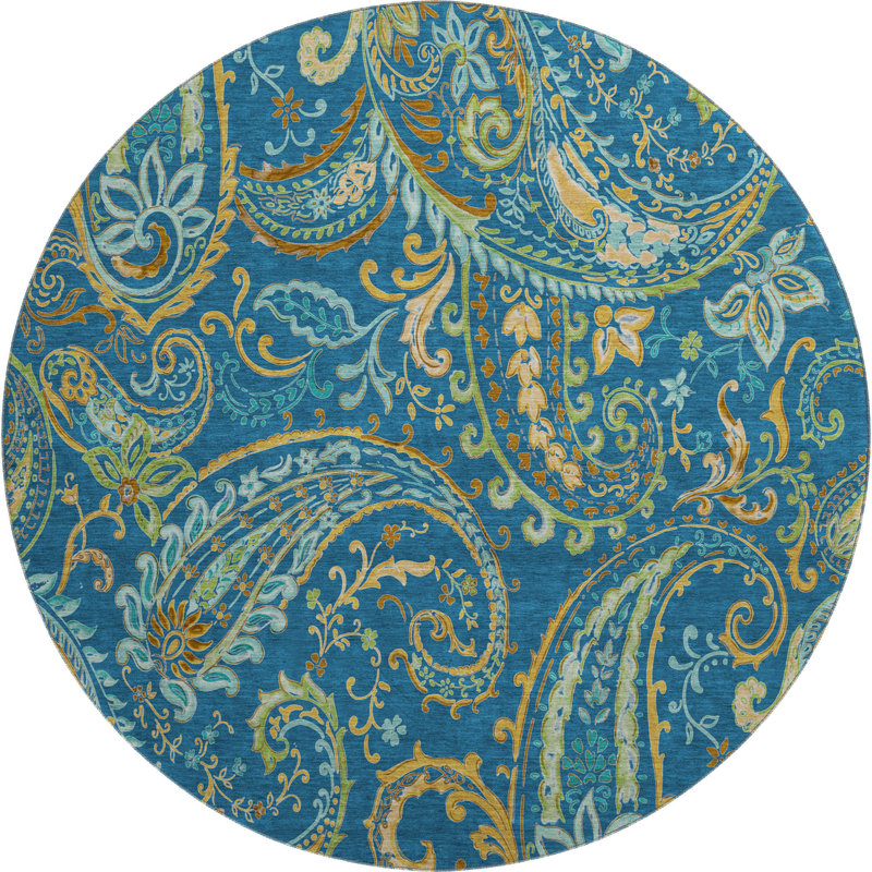 Premium Machine Washable Cerrito AMF533 Navy Rug, Round 8'