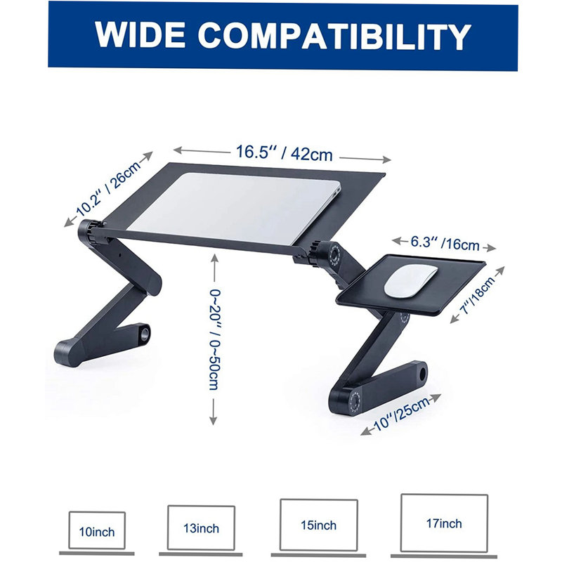 Larzelere Adjustable Metal Computer Desk, Black