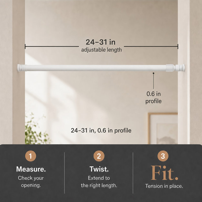 Tige de tension réglable L5503, Blanc, 24" - 31"