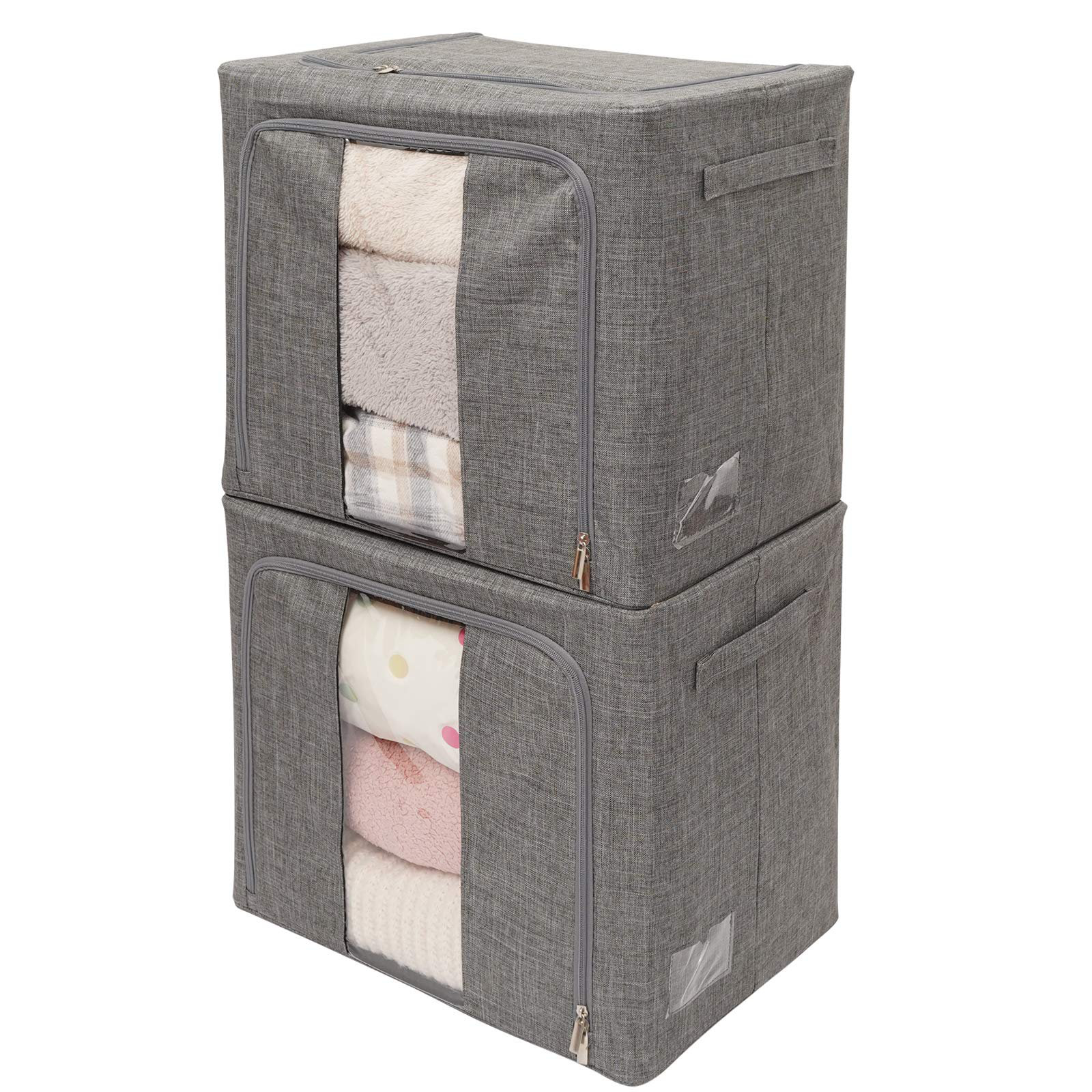 Clothes Storage Organizer Bins Containers, Stackable Storage Bins-foldable  Oxford Cloth Steel Frame Storage Box For Clothing Storage Reinforced Handle