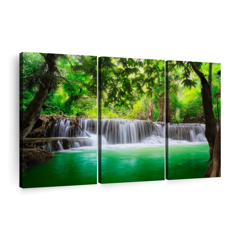 «Huay Mae Khamin Waterfall» sur, H 24 po x l 38 po x P 1,25 po