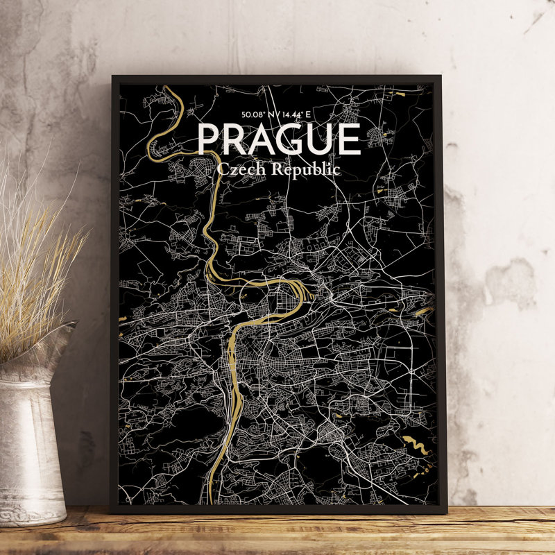 Prague City Map - No Frame Print, 50.8cm H x 40.6cm W x 0.13cm D