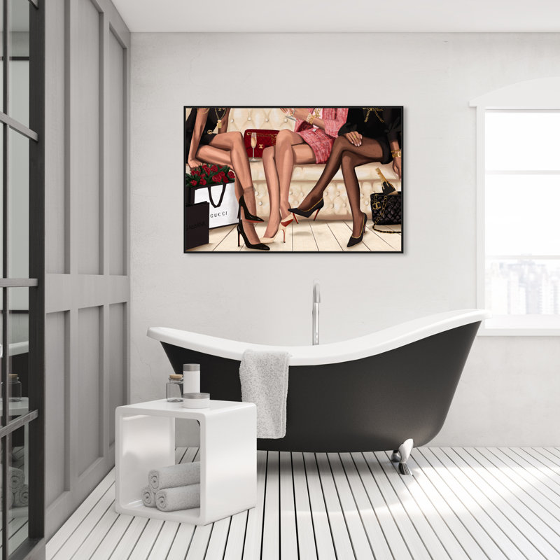 " Fashion And Glam Girls Night Out Fashion Lifestyle ", Black Framed Canvas, 30" H x 45" W 