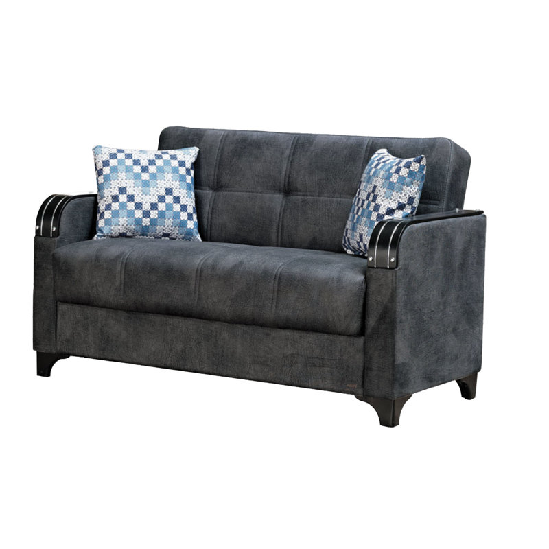 Causeuse Columbia, Microfibre / microsuède gris, Noir