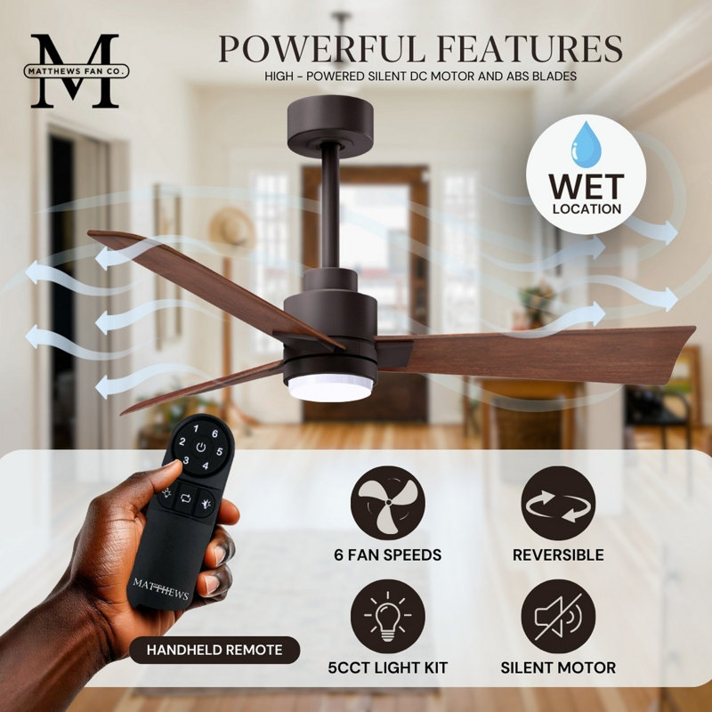 Alessandra - Three Blade Transitional Ceiling Fan -LED, Walnut, Textured Bronze, 42"