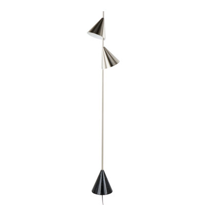 Lampe sur pied 65 po en métal brossé or avec base en faux marbre blanc