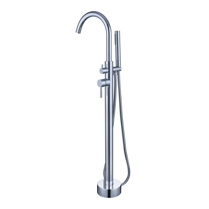 Kebo 2 Handle Bathroom Freestanding Tub Filler with Diverter, Chrome