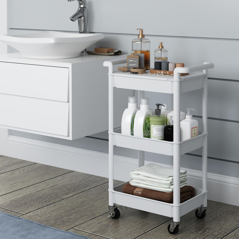77.3cm H x 50.5cm W Utility Cart with Wheels, White