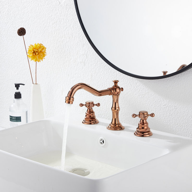 2-handle Bathroom Faucet with Drain Assembly, Copper