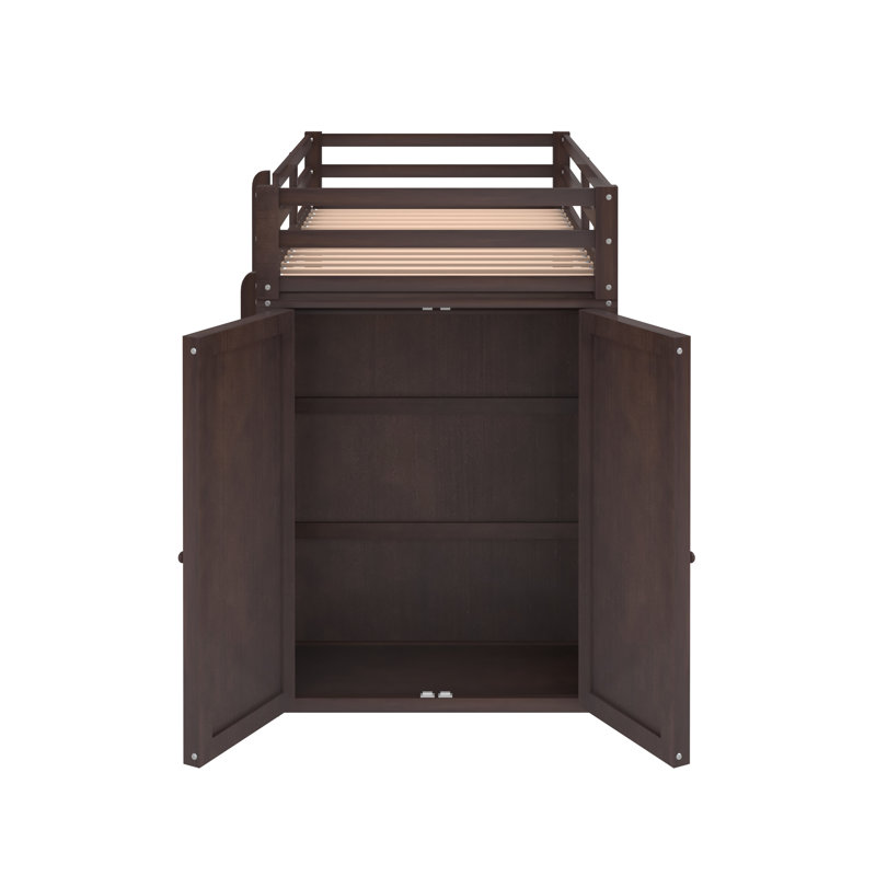 Gaedtke Kids Twin Loft Bed with Drawers, Espresso