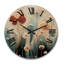 Contemporary White Flower On Teal I - Abstract Botanicals Oversized Wood Wall Clock-1074813807