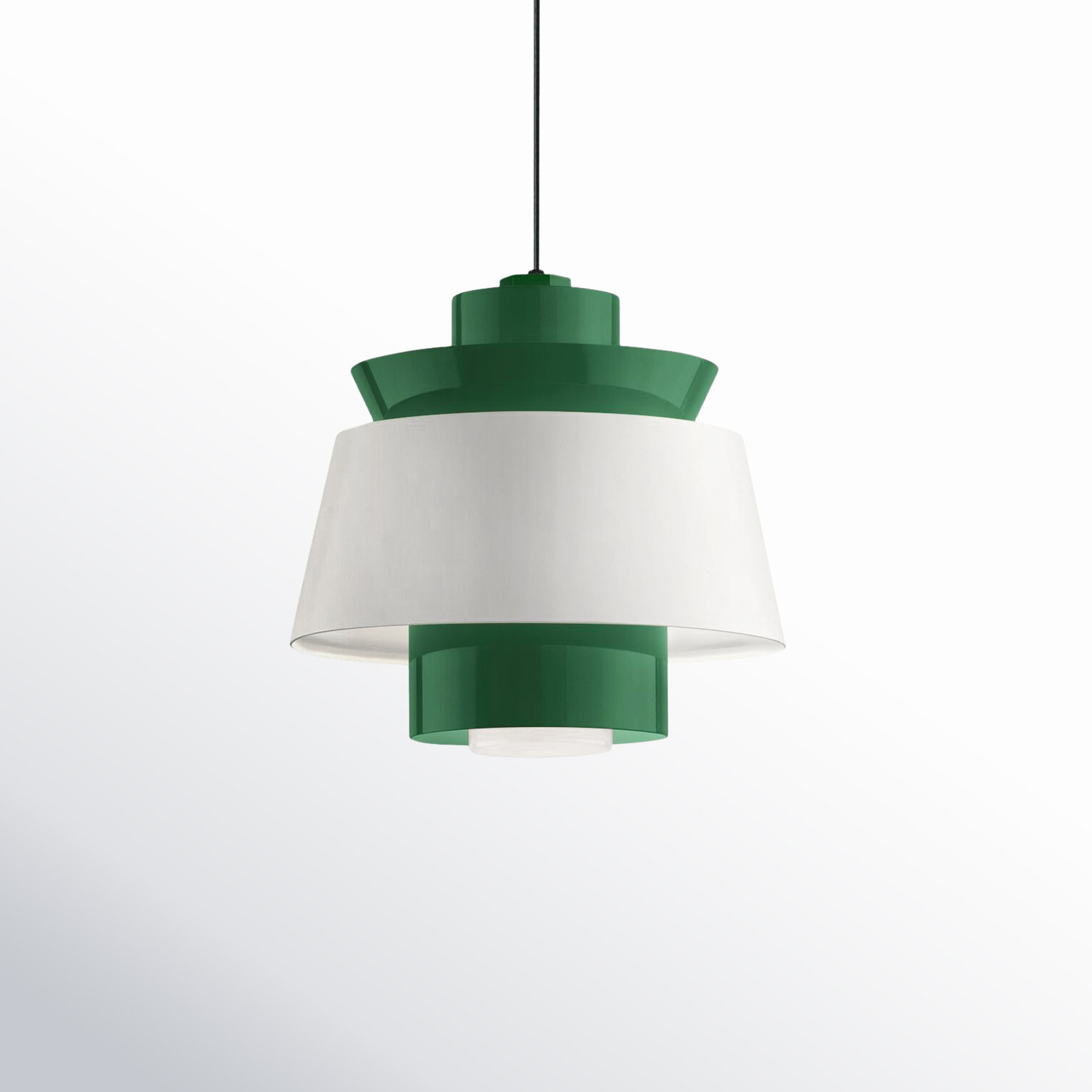 Ricarda Single Light Pendant, Hunter Green Inner, 14" H x 16" W x 16" D