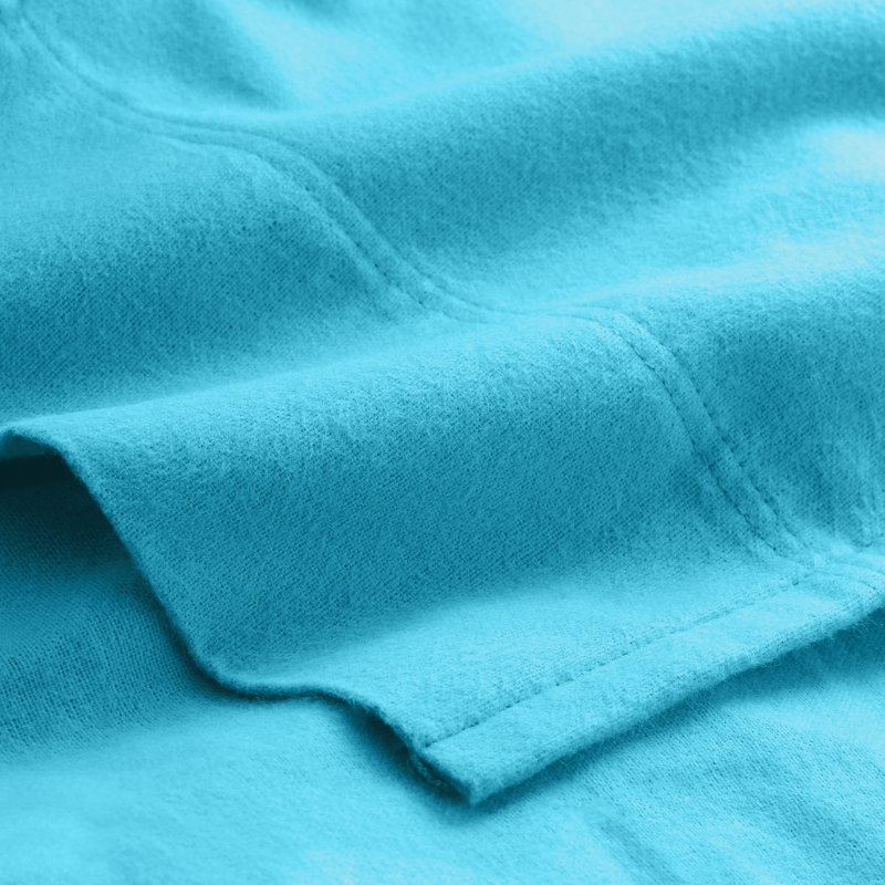 100% Cotton Flannel Sheet Set, Queen Sheet Set with 2 Pillowcases, Aqua