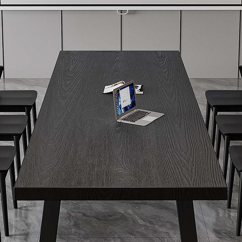 Table de conférence 86,61 "en bois massif noir minimaliste