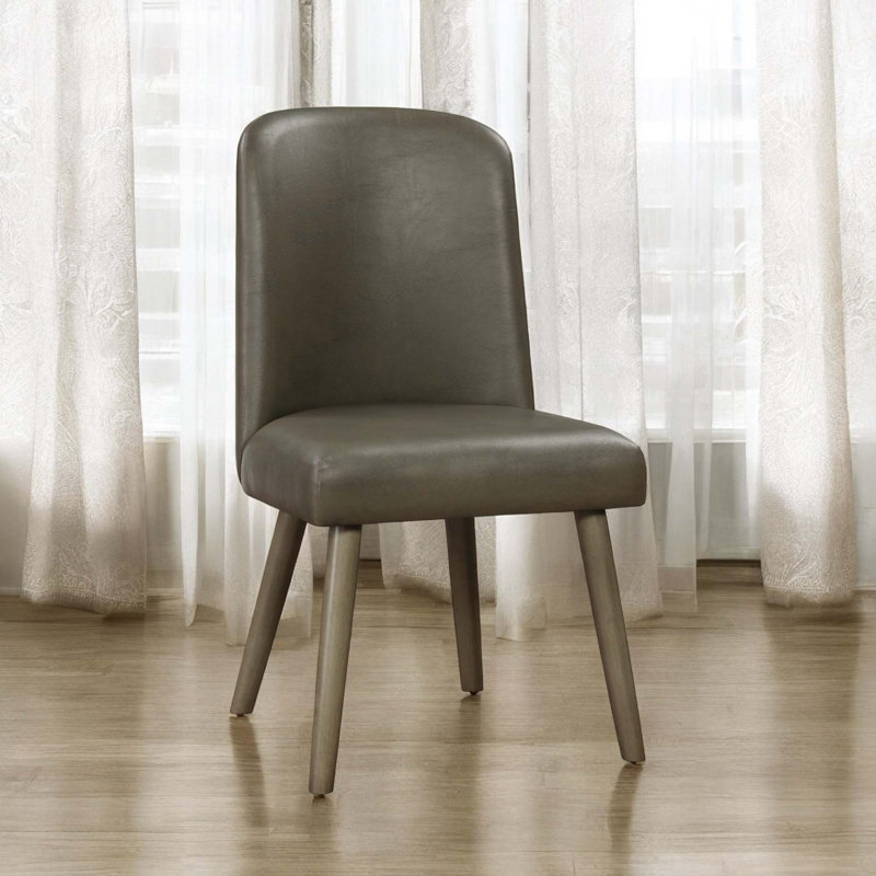 Ensemble de 2 chaises d'appoint Waylon en cuir synthétique gris et chêne gris