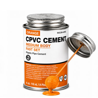 SUPPLYGIANT 4 oz Orange CPVC Glue Industrial Grade Melium Body Fast-Setting Low-VOC CPVC Cement for Pipes & Fittings
