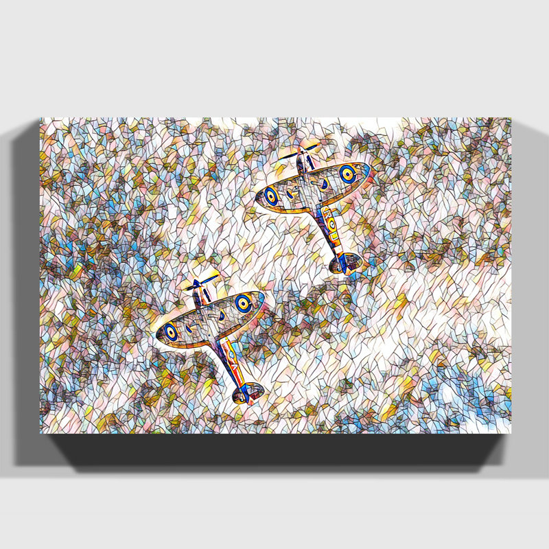 Spitfire RAF Duo Planes - Wrapped Canvas, 50cm H x 76cm W