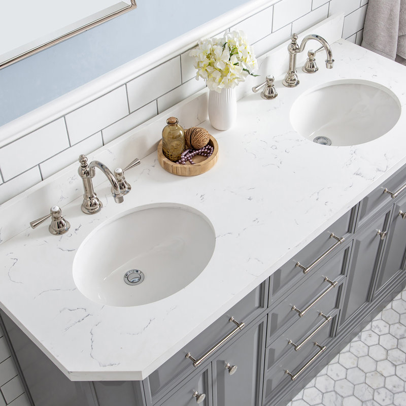 Palace 60'' W Double Vanity, Cashmere Gray, Polished Nickel
