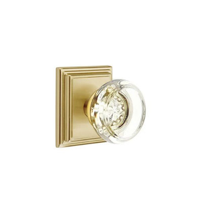 Ensemble de mortaise intérieure Emtek avec rosette Wilshire et bouton de verre Georgetown (LH)