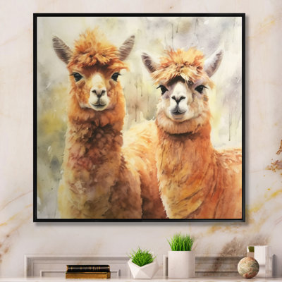 Alpagas gracieux sur toile