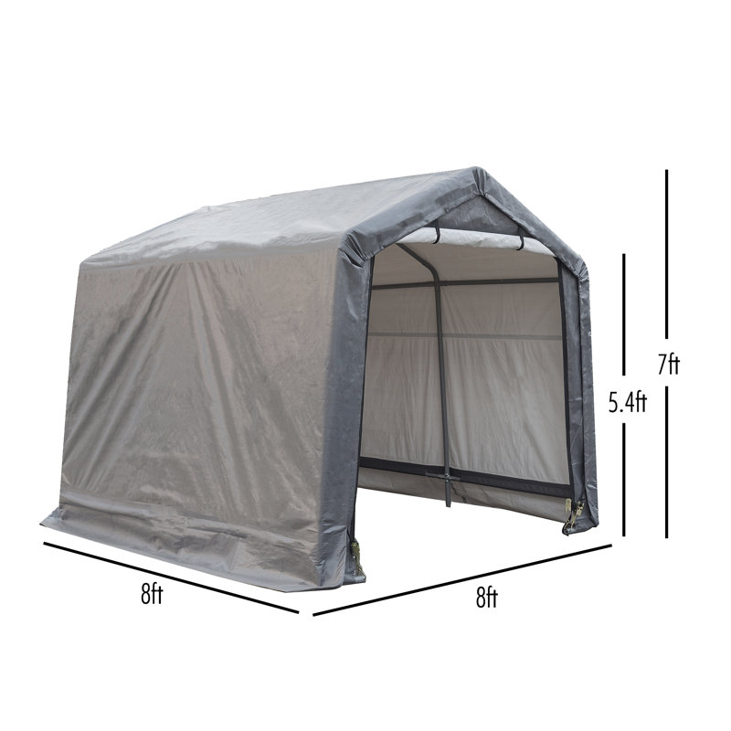 Weatherfast 8'x8'x7' Gray Polyethylene and Steel Portable Garden Shed
