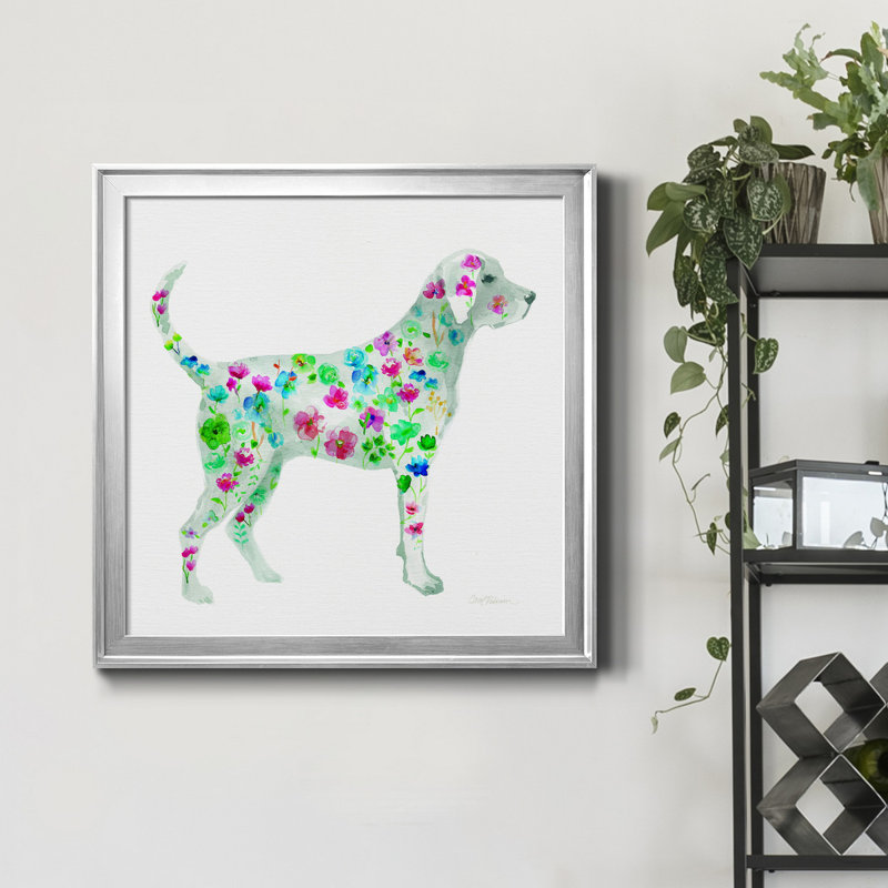 Tapisserie Labrador - Peinture sur toile encadrée, Encadrement argenté, H 34,5 po x l 34,5 po x P 1,5 po