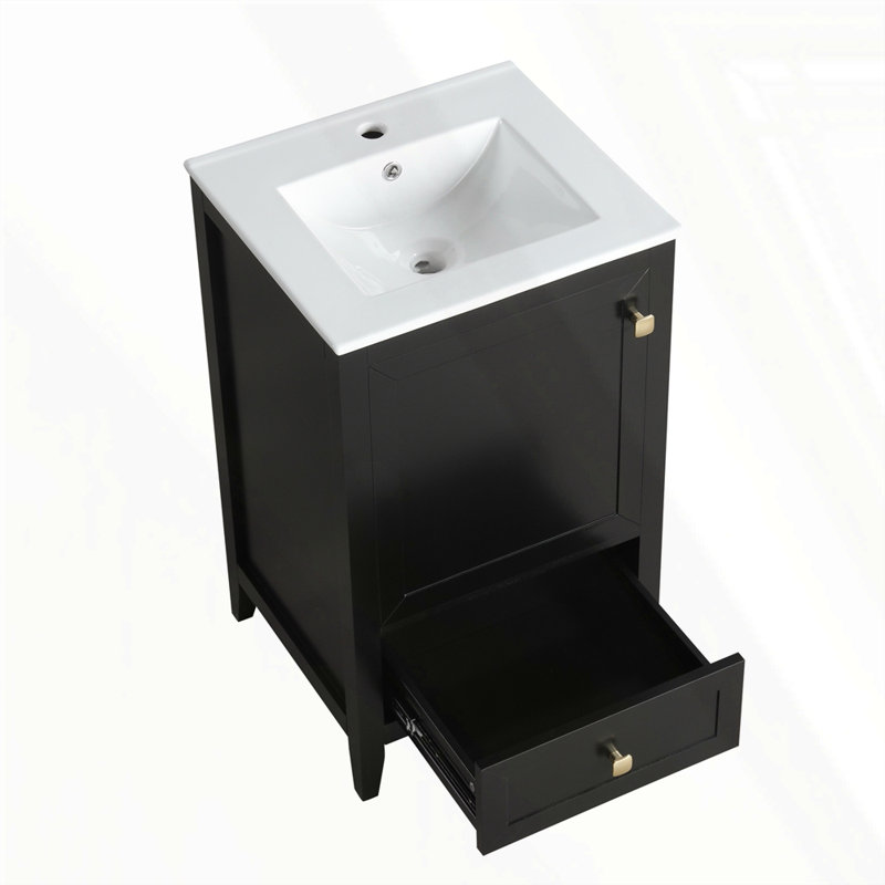Meuble-lavabo de 20 po avec lavabo, Noir