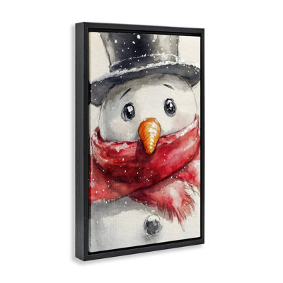 Gros plan sur un cadre flottant portrait de bonhomme de neige, design par Petal Prints Design
