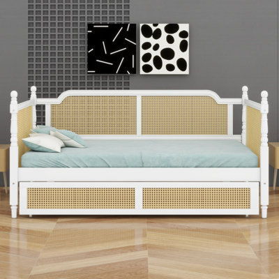 Traditional Rattan Daybed with Storage Drawers